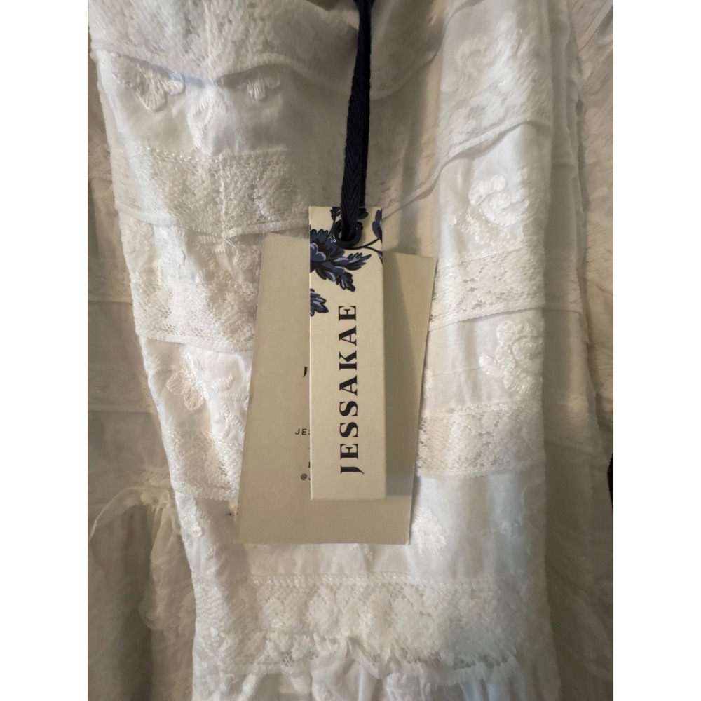 JessaKae White 100% Cotton Lace Puff Sleeve Midi Dress Plus Size 4X NWT Bridal - Picture 4 of 5